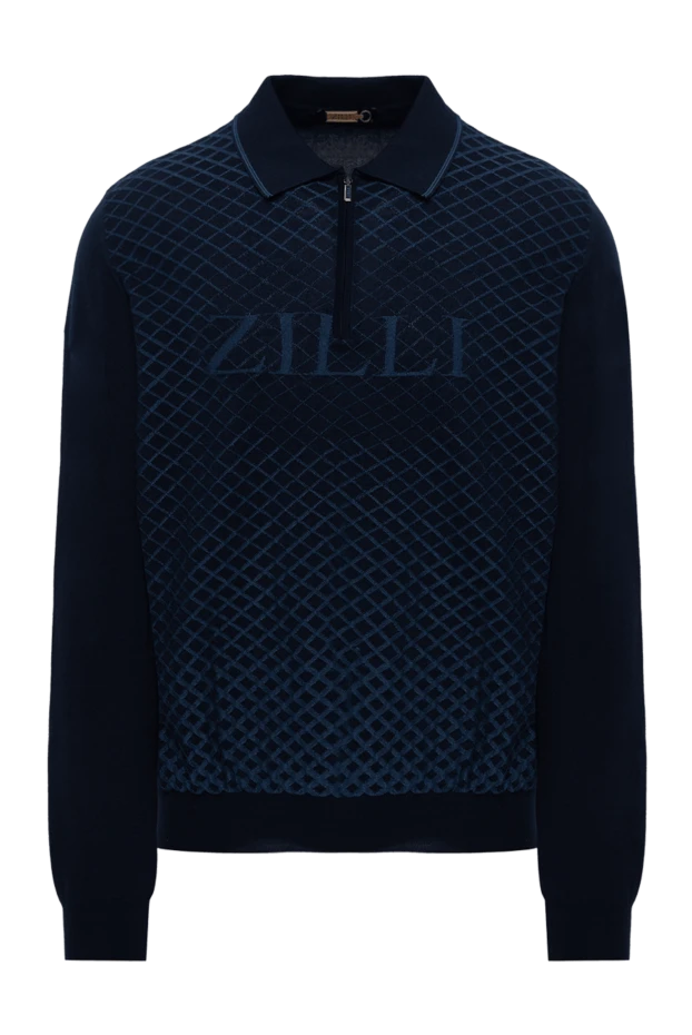 Zilli man silk and wool long sleeve polo blue for men купить с ценами и фото 153533 - photo 1