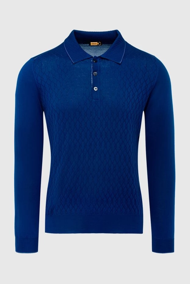 Zilli man silk long sleeve polo blue for men купить с ценами и фото 153536 - photo 1