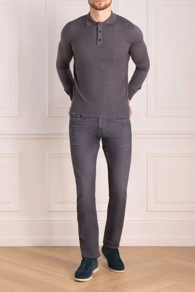 Zilli man long sleeve polo in silk and cashmere gray for men купить с ценами и фото 153539 - photo 2