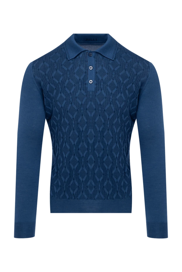 Zilli man long sleeve polo in silk and cashmere blue for men купить с ценами и фото 153543 - photo 1