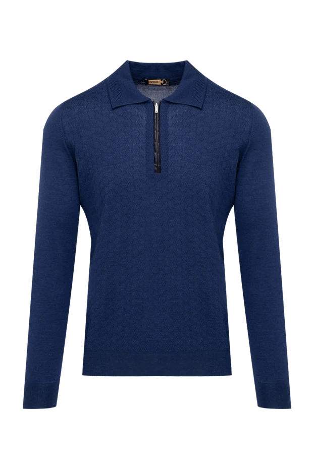 Zilli man long sleeve polo in silk and cashmere blue for men купить с ценами и фото 153544 - photo 1