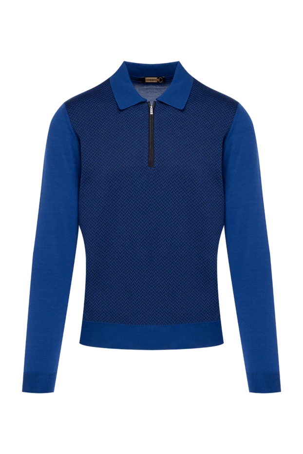 Zilli man long sleeve polo in silk, cashmere and wool blue for men купить с ценами и фото 153546 - photo 1