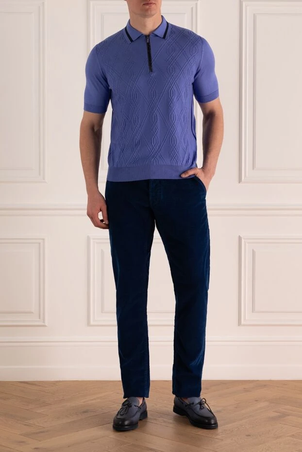 Zilli man blue silk polo for men купить с ценами и фото 153547 - photo 2