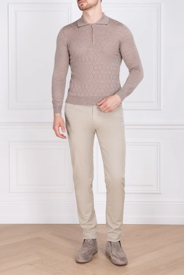 Zilli man long sleeve polo in silk and cashmere beige for men купить с ценами и фото 153550 - photo 2