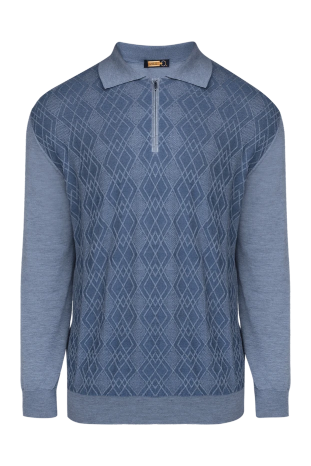 Zilli man silk and cashmere long sleeve polo blue for men купить с ценами и фото 153556 - photo 1