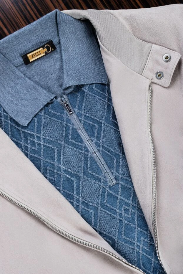 Zilli поло с длинным рукавом из шелка и кашемира голубое мужское с длинным рукавом 153556 - фото 2