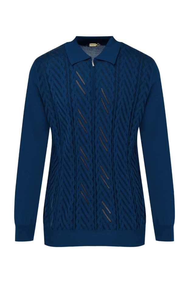 Zilli man long sleeve polo in silk and cashmere blue for men купить с ценами и фото 153570 - photo 1