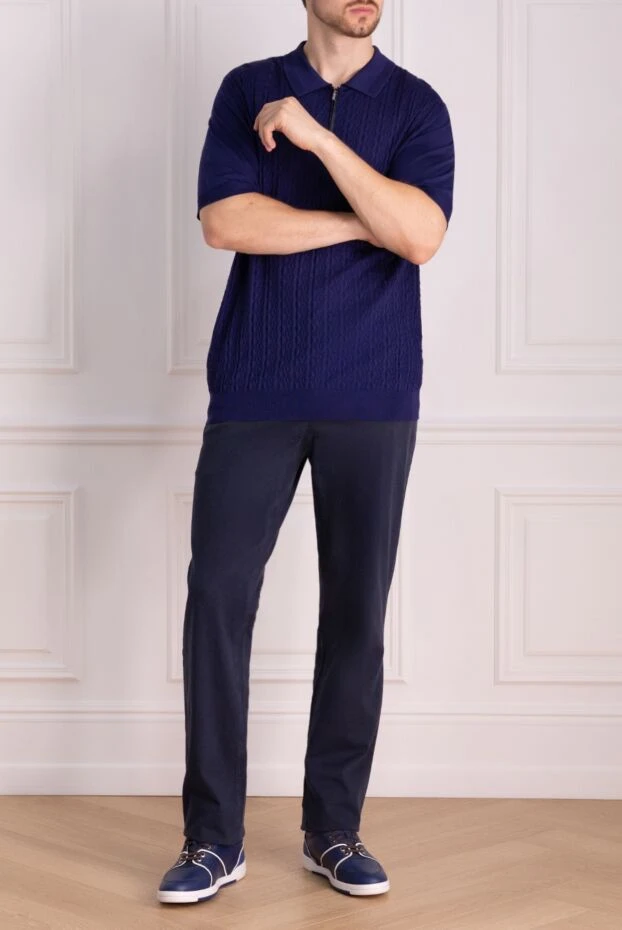 Zilli man polo in silk and crocodile skin blue for men купить с ценами и фото 153578 - photo 2