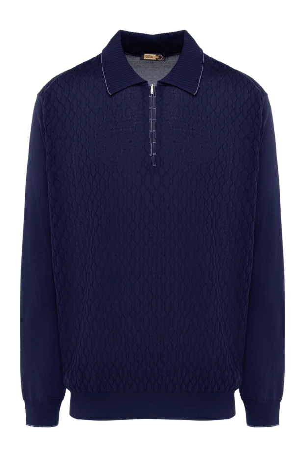 Zilli man long sleeve polo in silk and alligator blue for men купить с ценами и фото 153589 - photo 1