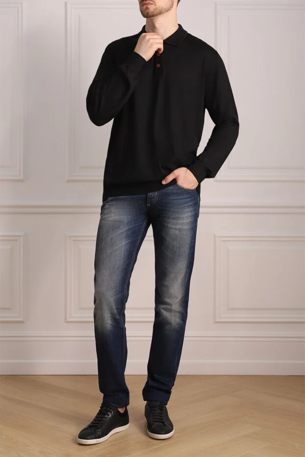 Zilli man long sleeve polo in silk and cashmere black for men купить с ценами и фото 153597 - photo 2