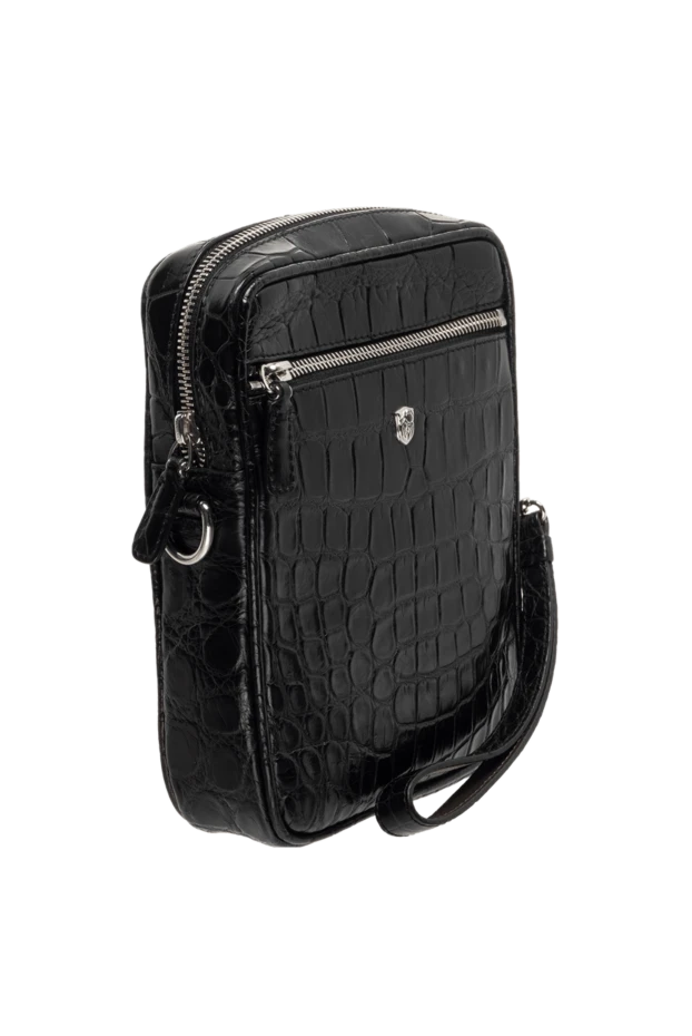 Tardini ерлерге арналған қара аллигатор былғары иық сөмкесі білезік баумен 153610 - фото 3
