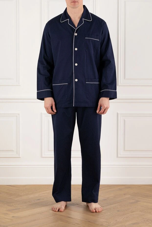 Derek Rose men's blue striped and polka dot cotton pajama 153808 - photo 2