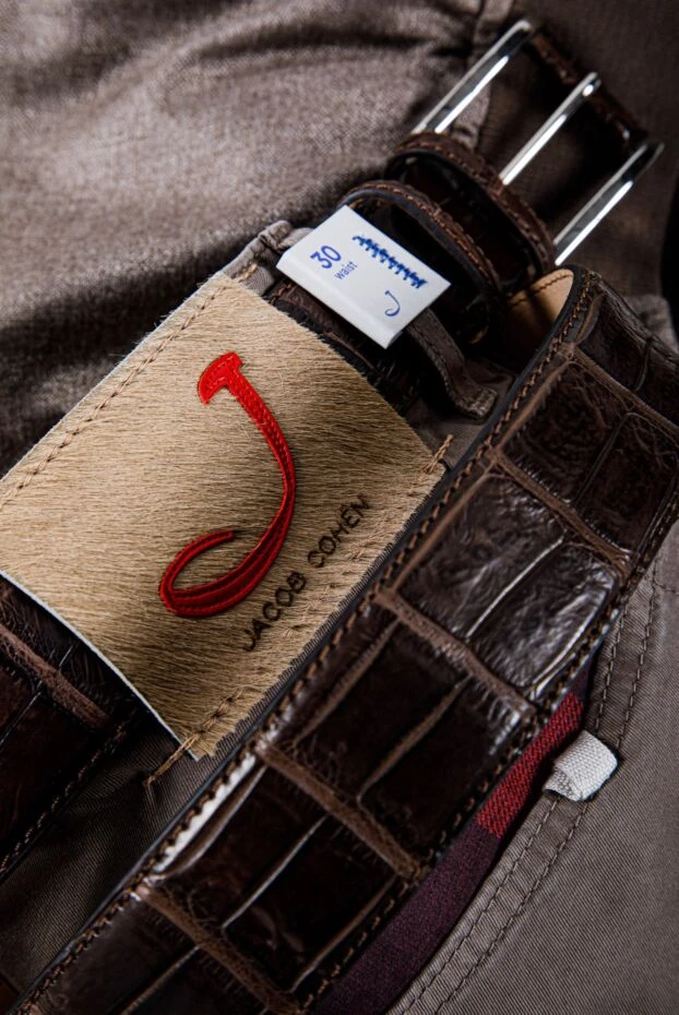 Cesare di Napoli шоколадты-қоңыр крокодил терісінен жасалған белдік ерлерге арналған 153825 - фото 2