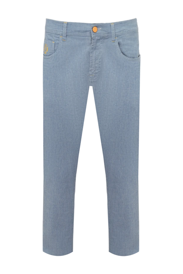 Scissor Scriptor man blue cotton and linen jeans for men купить с ценами и фото 154008 - photo 1