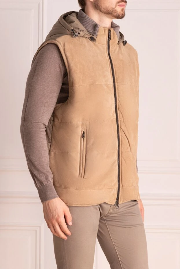 Casheart man suede and polyamide vest beige for men купить с ценами и фото 154028 - photo 2