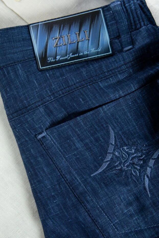 Zilli синие мужские шорты из натурального льна с классической застёжкой 154072 - фото 2