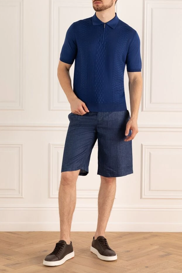 Zilli man blue linen shorts for men купить с ценами и фото 154072 - photo 2