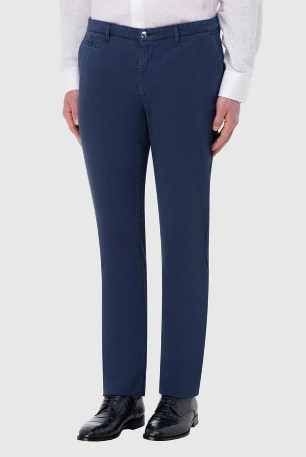 Zilli man men's blue cotton and cashmere trousers купить с ценами и фото 154073 - photo 2