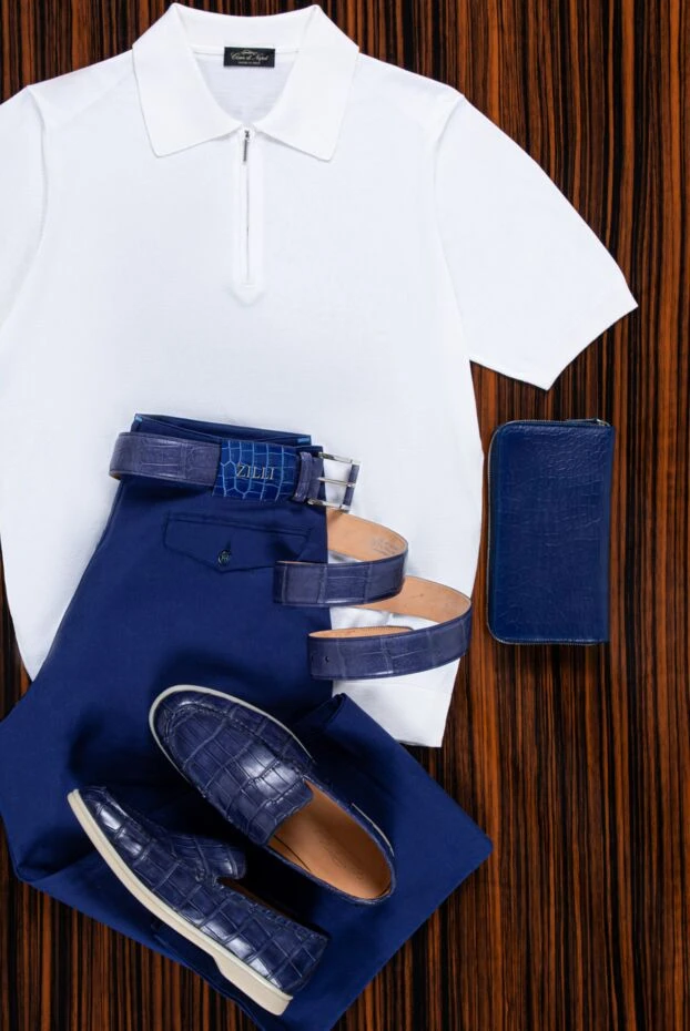 Zilli брюки мужские из хлопка в ярко-синем цвете
 154076 - фото 2