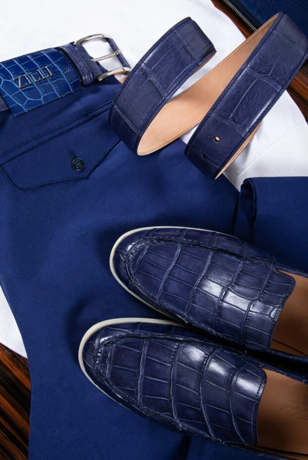 Zilli брюки мужские из хлопка в ярко-синем цвете
 154076 - фото 3