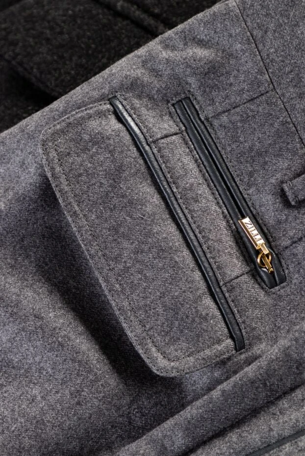 Zilli брюки мужские серые из кашемира
с окантовкой карманов 154077 - фото 3