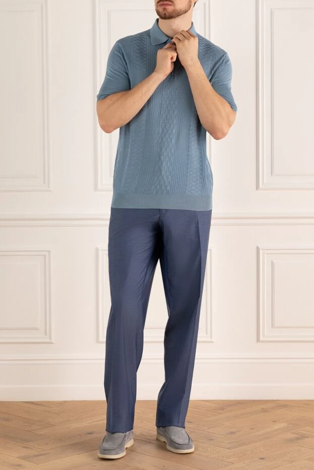 Zilli man men's blue wool and silk trousers купить с ценами и фото 154080 - photo 2