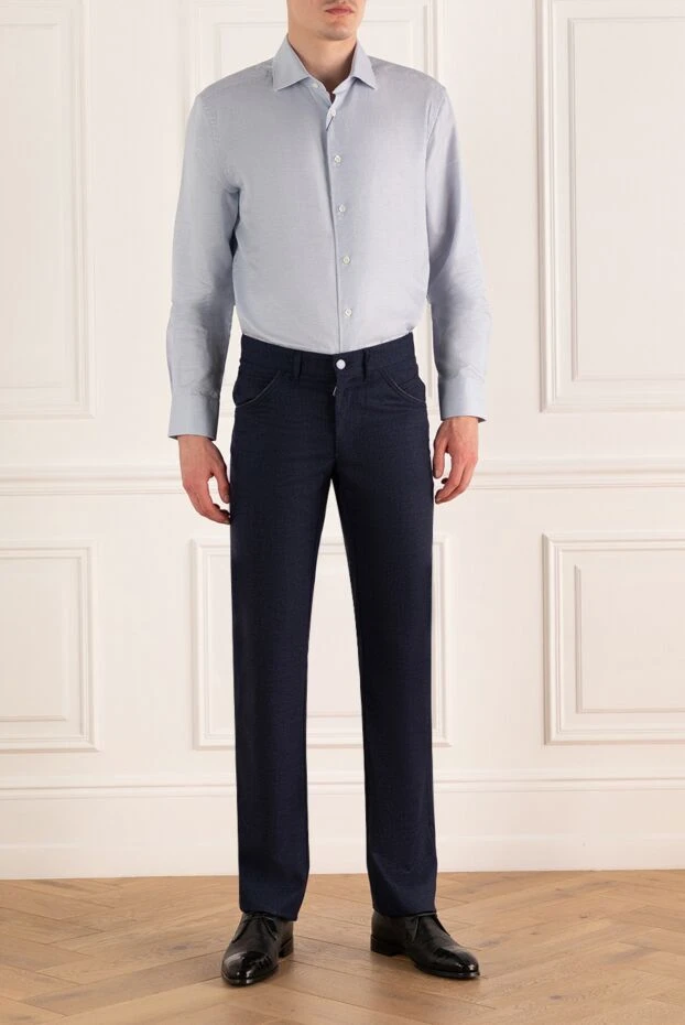 Zilli man men's blue wool trousers купить с ценами и фото 154086 - photo 2