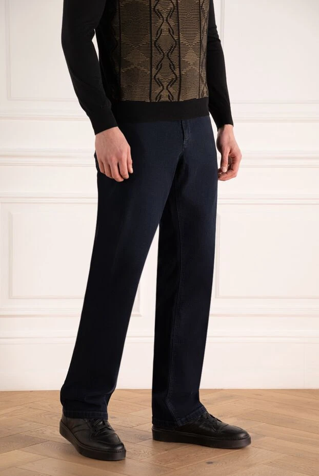 Zilli тегіс мақтадан тігілген қара көк ерлер конустық джинсы

 154129 - фото 3