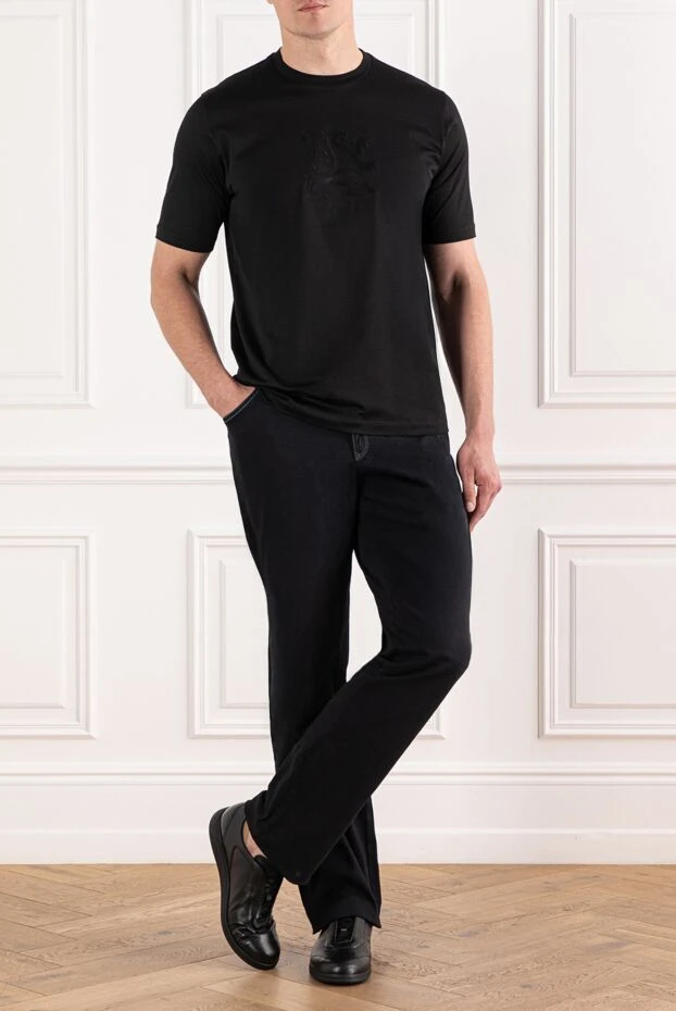 Джинсы мужские тёмно синие с мятным патчем на поясе
 - фото 2