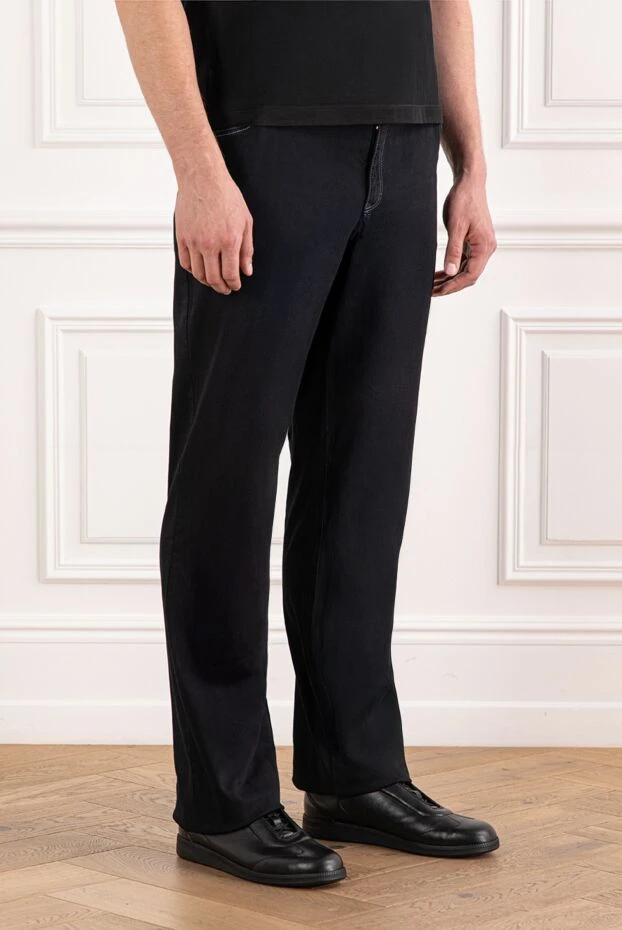 Zilli белінде жалбыз жамылғысы бар қара көк ерлер джинсы
 154137 - фото 3