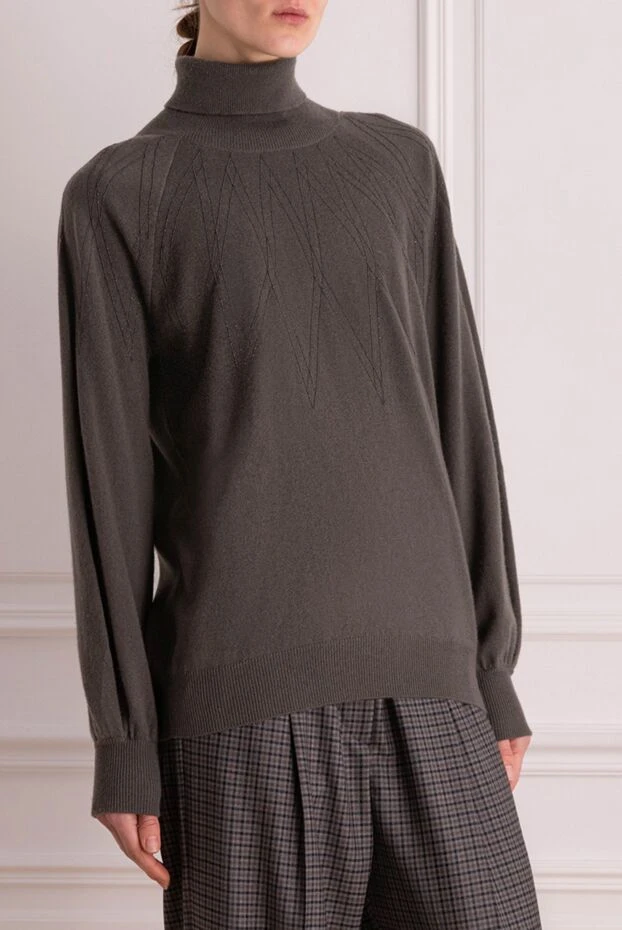 Brunello Cucinelli гольф из кашемира темно-серый женский 154222 - фото 3