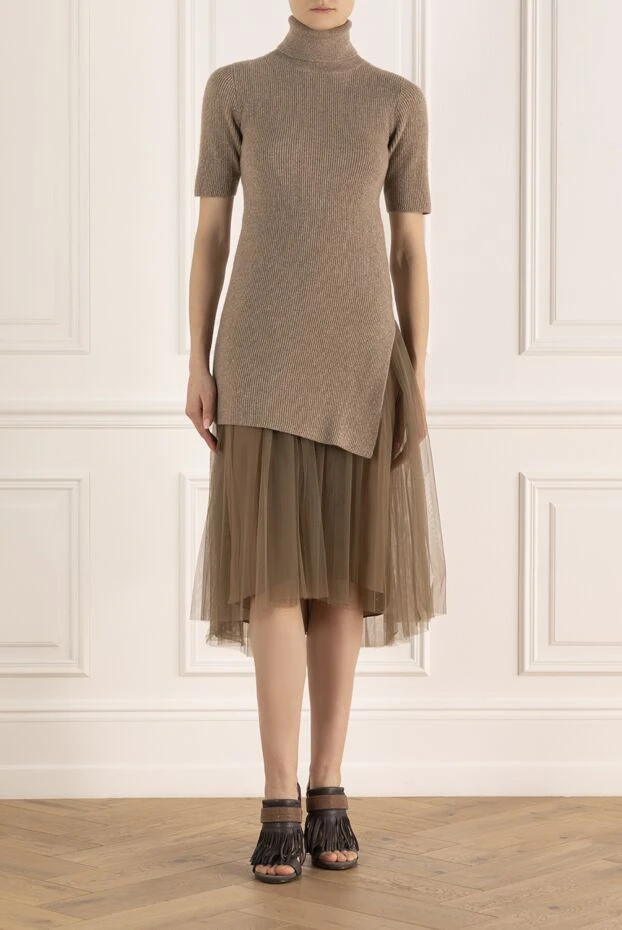 Brunello Cucinelli woman beige cashmere dress for women купить с ценами и фото 154235 - photo 2