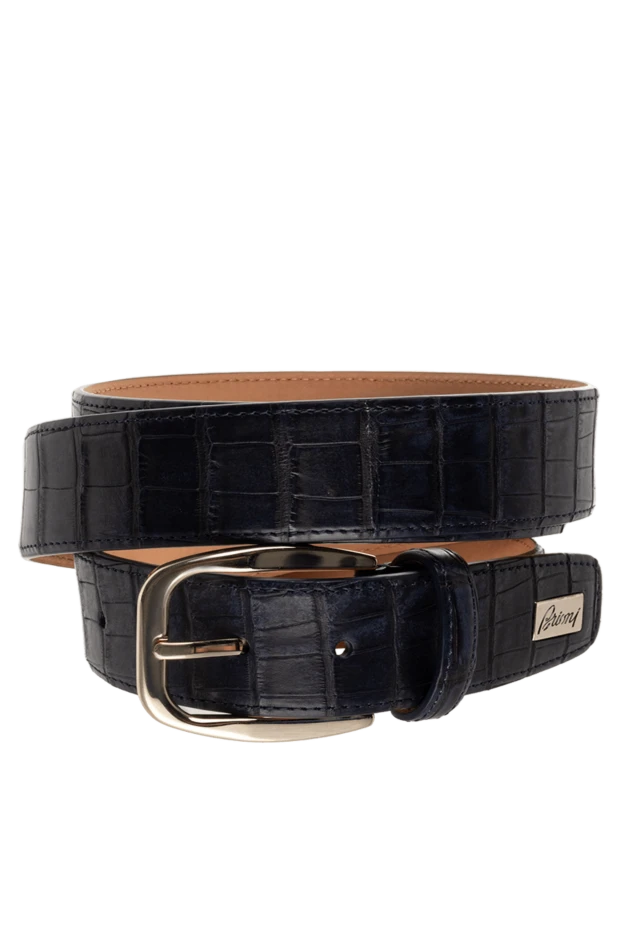 Men's alligator leather belt dark blue
- photo 1