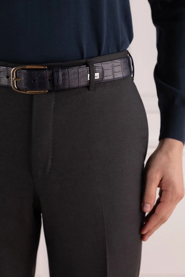 Brioni ремень мужской из кожи аллигатора тёмно-синий

 154247 - фото 2