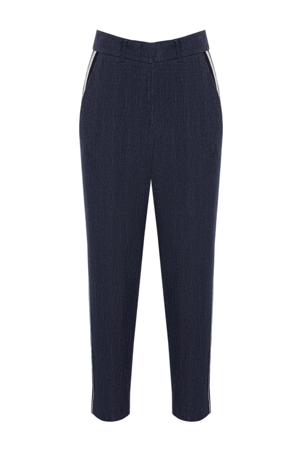 Cappellini woman blue cotton and linen trousers for women купить с ценами и фото 154284 - photo 1