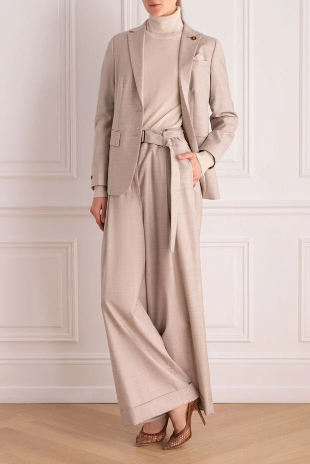 Peserico woman beige women's trouser suit made of cotton and silk купить с ценами и фото 154307 - photo 2