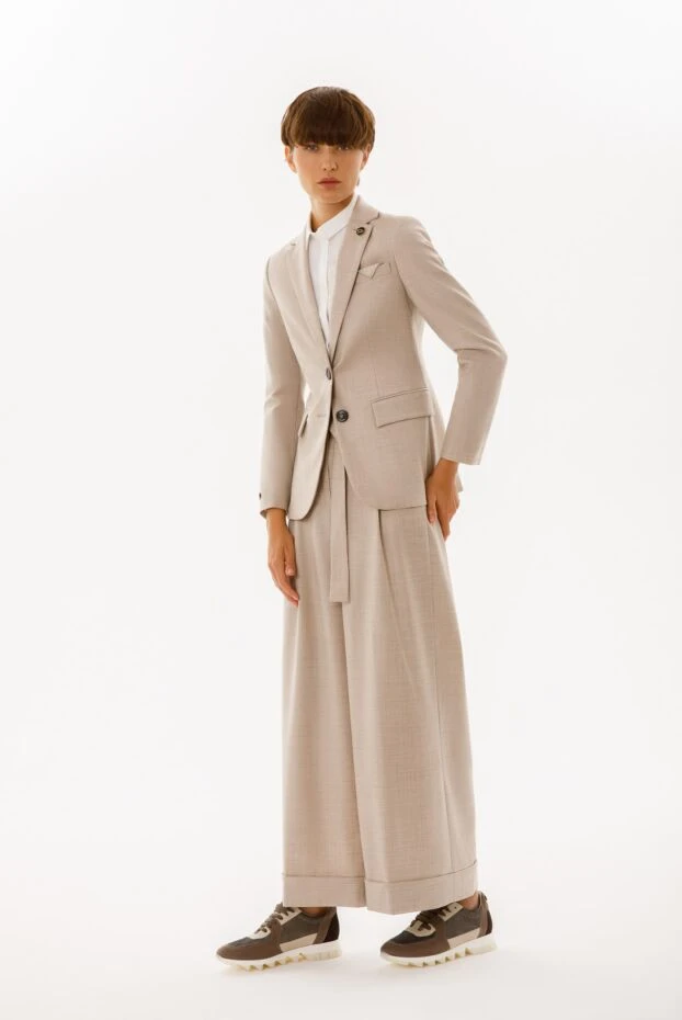 Peserico брючный костюм из хлопка и шелка бежевый женский 154307 - фото 2