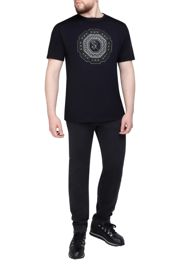 Stefano Ricci футболка из хлопка и модала черная мужская 154399 - фото 2