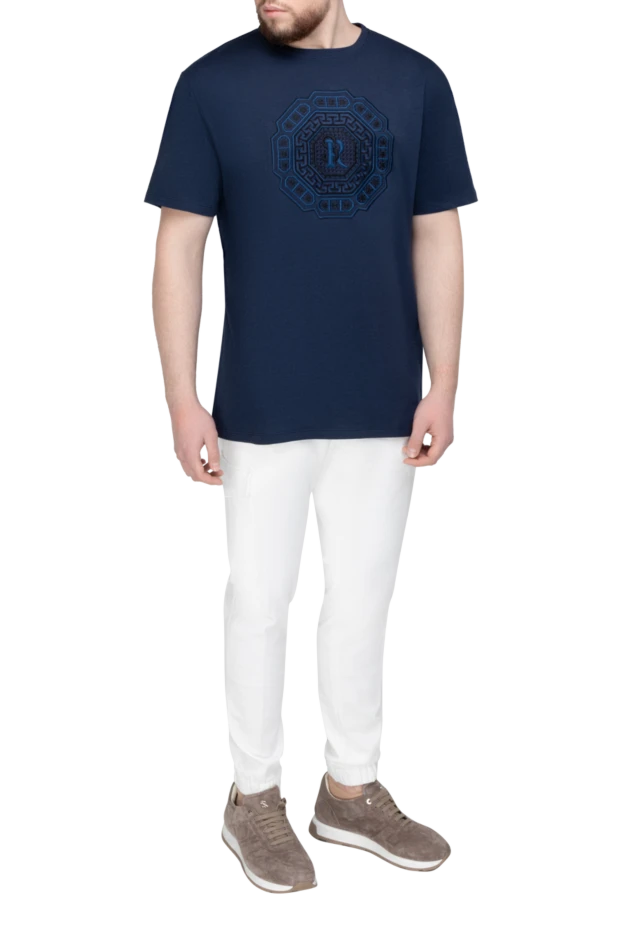 Stefano Ricci футболка из хлопка и модала синяя мужская 154400 - фото 2