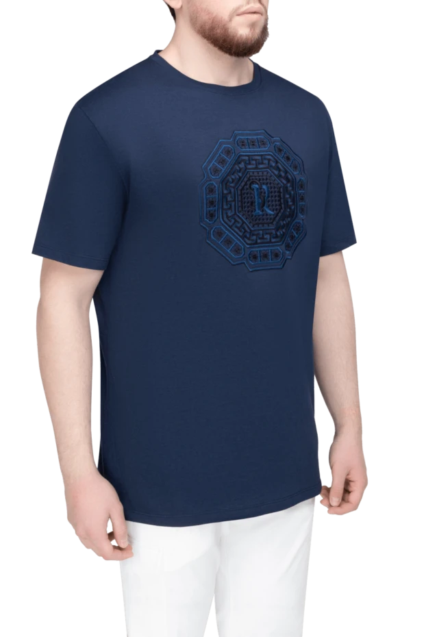 Stefano Ricci футболка из хлопка и модала синяя мужская 154400 - фото 3