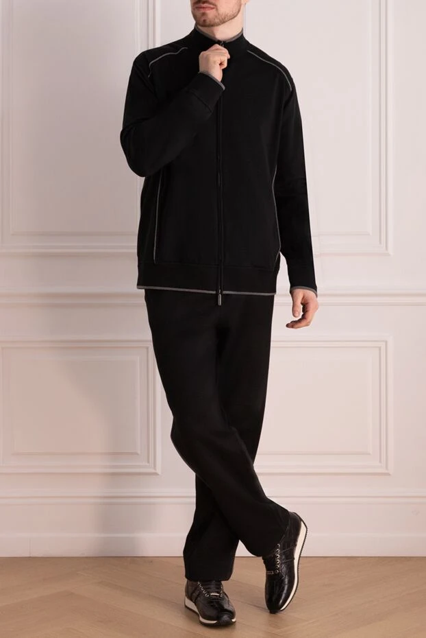 Dark blue cotton tracksuit with large embroidery on the back
 - photo 2