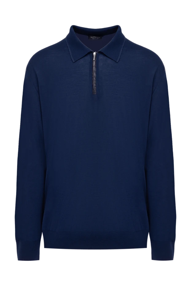 Cesare di Napoli man wool long sleeve polo blue for men купить с ценами и фото 154498 - photo 1