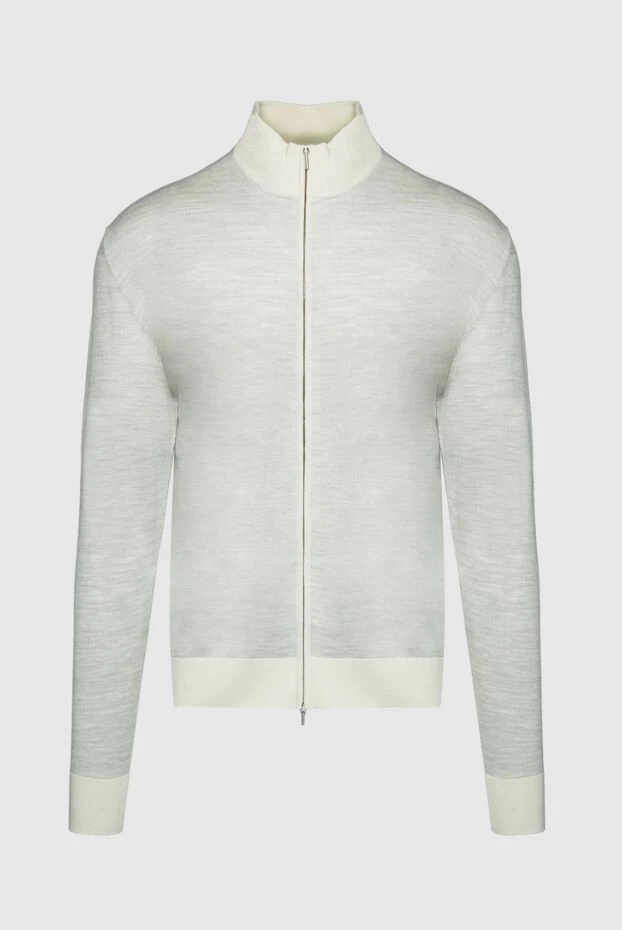 Cesare di Napoli man men's cardigan made of wool and silk, white купить с ценами и фото 154520 - photo 1