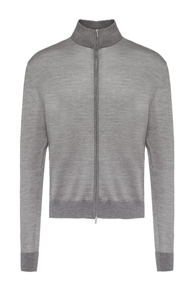 Cesare di Napoli man men's cardigan made of wool and silk, gray купить с ценами и фото 154521 - photo 1