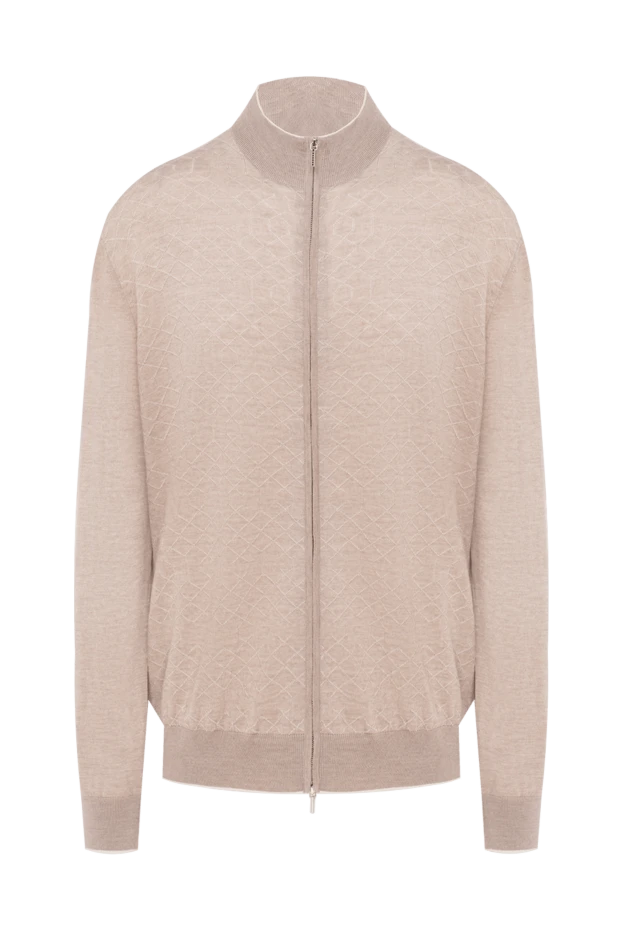 Cesare di Napoli man men's cardigan made of wool and silk, beige купить с ценами и фото 154524 - photo 1