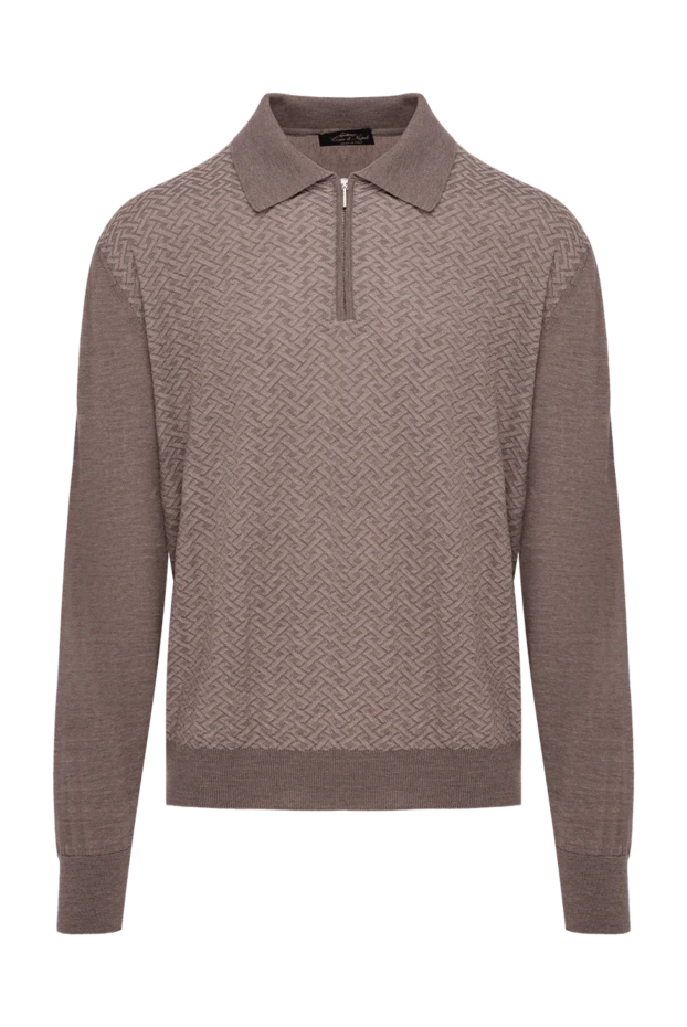 Cesare di Napoli man wool and silk long sleeve polo beige for men купить с ценами и фото 154528 - photo 1