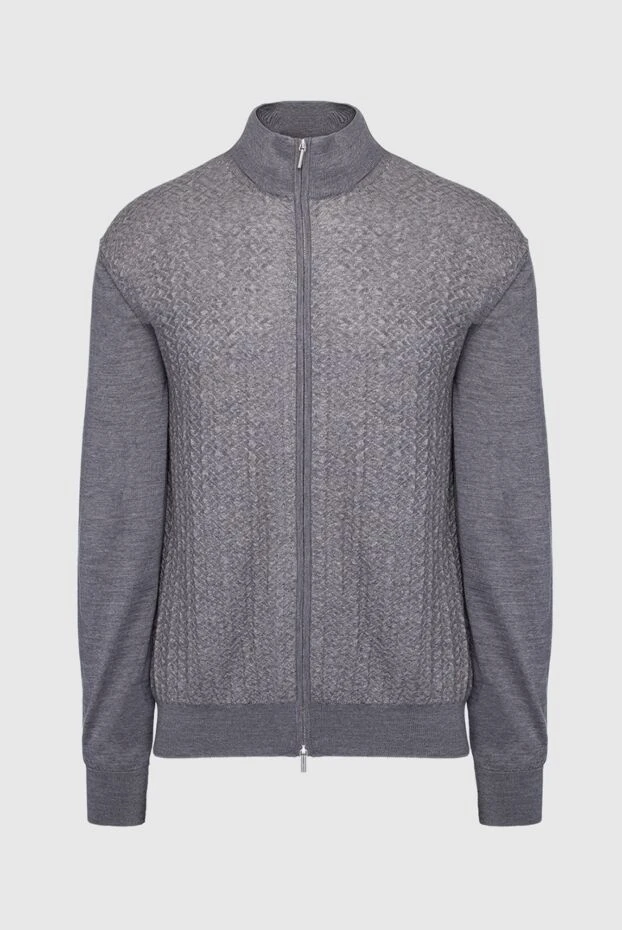 Cesare di Napoli man men's cardigan made of wool and silk, gray купить с ценами и фото 154531 - photo 1