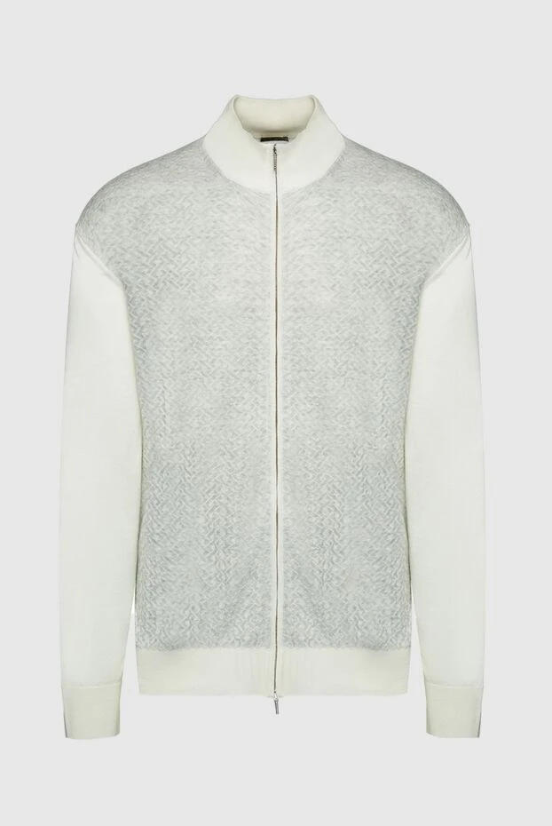 Cesare di Napoli man men's cardigan made of wool and silk, white купить с ценами и фото 154533 - photo 1