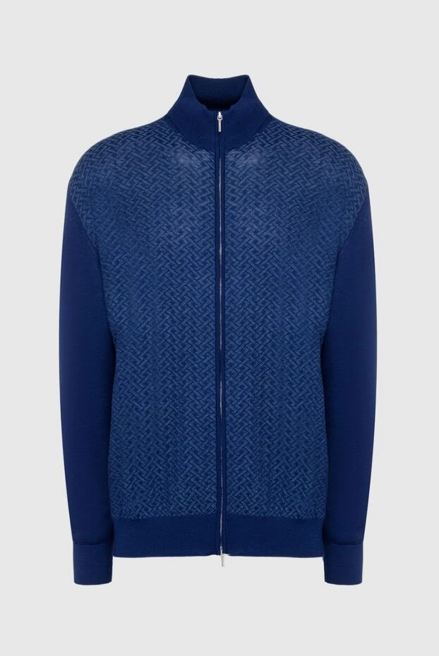 Cesare di Napoli man men's cardigan made of wool and silk blue купить с ценами и фото 154534 - photo 1