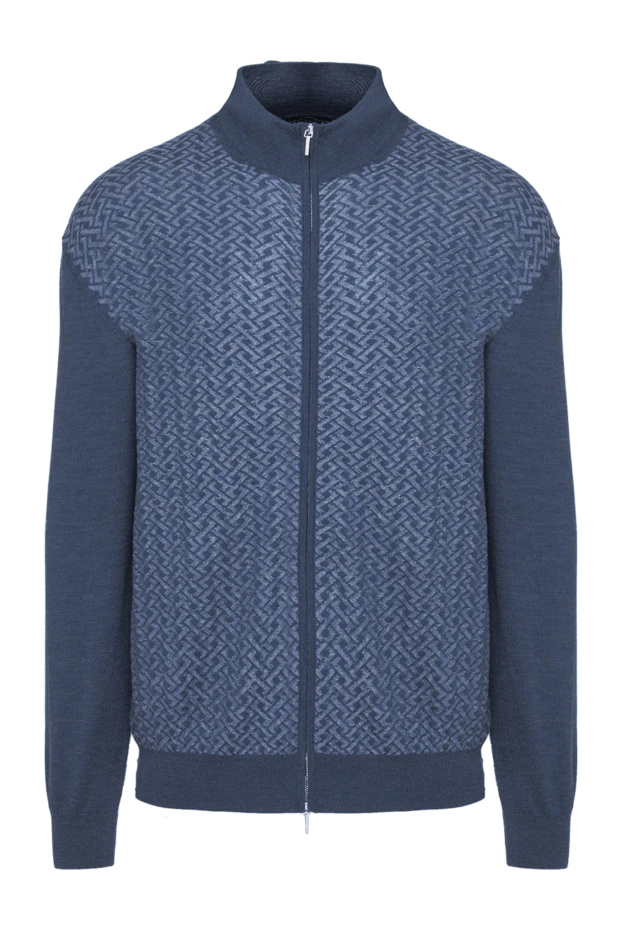 Cesare di Napoli man men's cardigan made of wool and silk blue купить с ценами и фото 154536 - photo 1